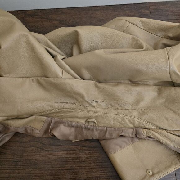 Colebrook & Co Leather Jacket Women Medium Button Up Tan Neutral Beige - Picture 11 of 12